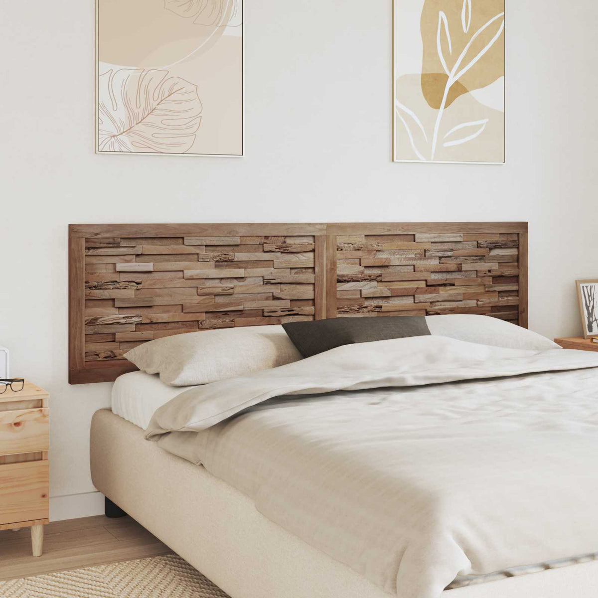 Vidaxl bed hoofdbord naturel massief teakhout