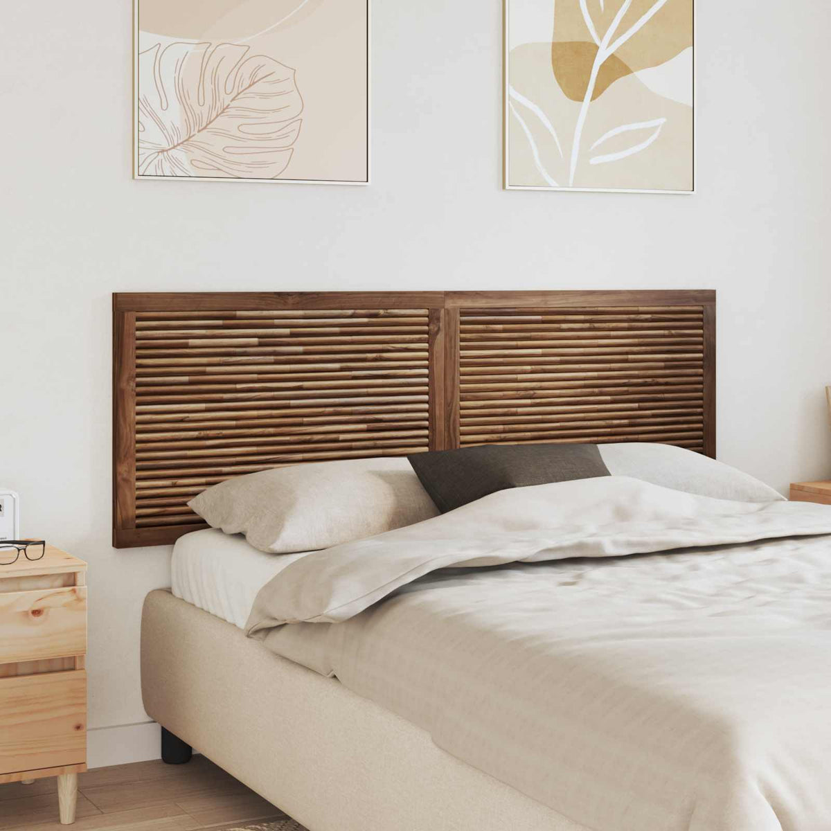 Vidaxl bed hoofdbord naturel massief teakhout