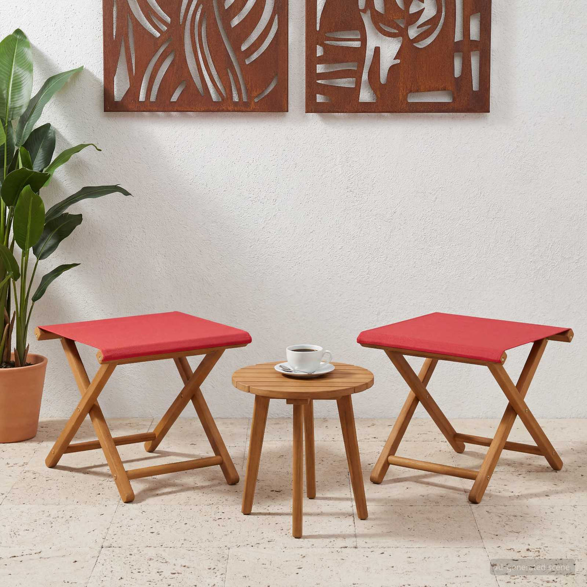 Vidaxl ligstoel 2 pcs massief eucalyptushout rood