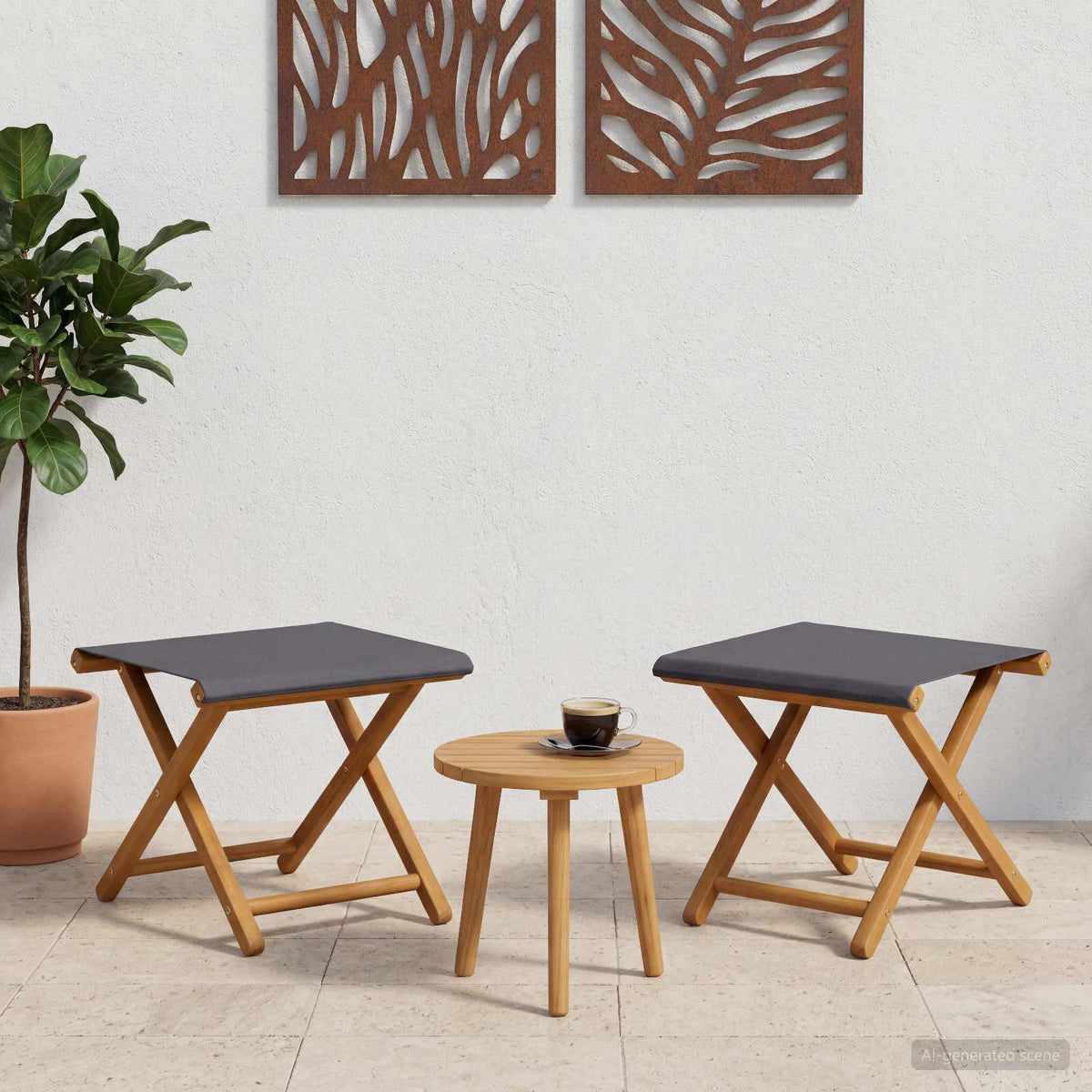 Vidaxl ligstoel 2 pcs massief eucalyptushout grijs