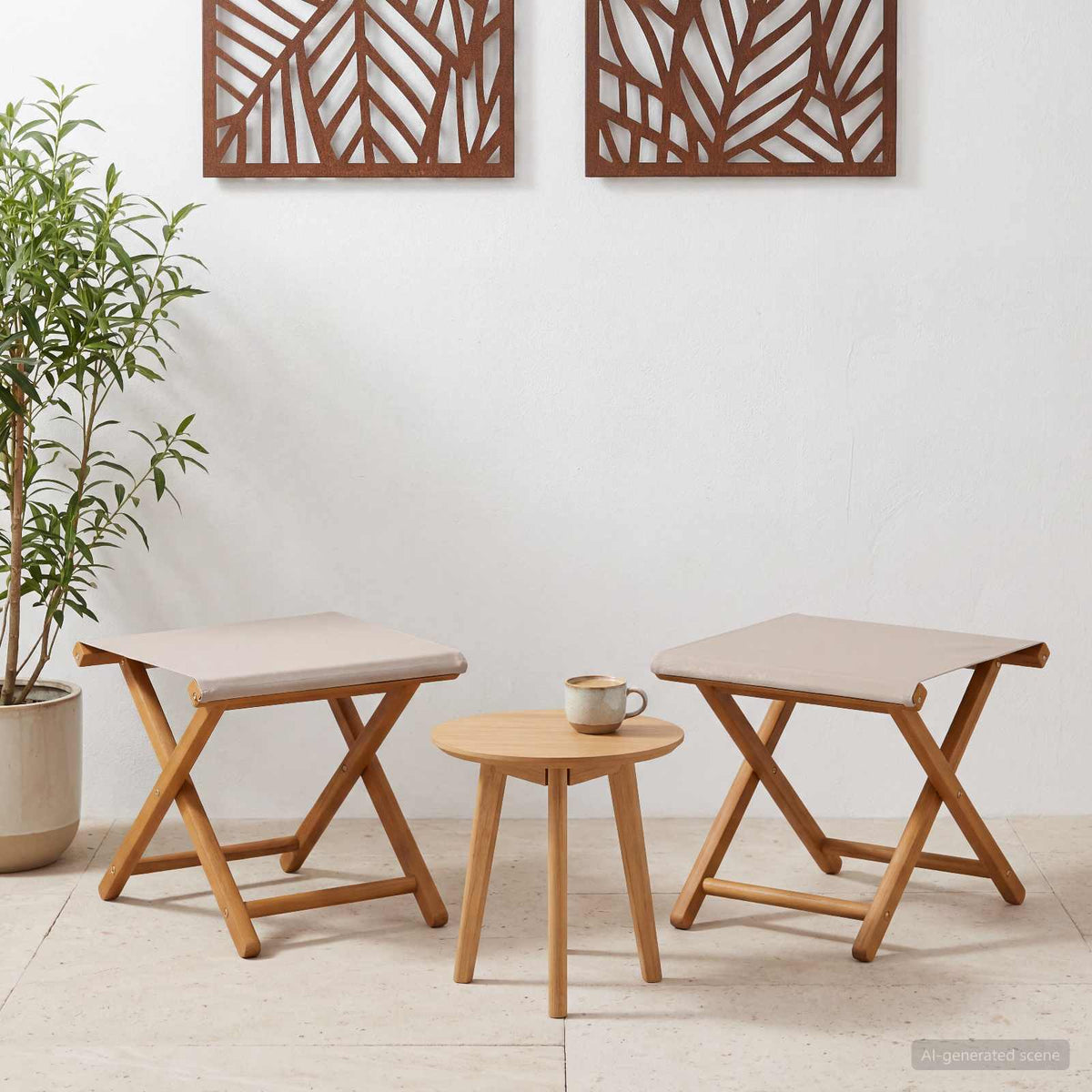 Vidaxl ligstoel 2 pcs massief eucalyptushout beige