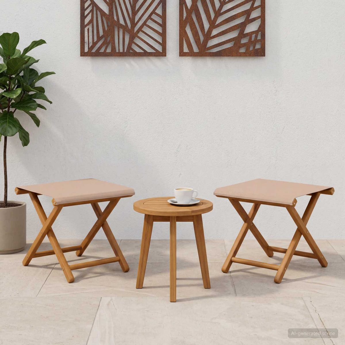 Vidaxl ligstoel 2 st massief eucalyptushout taupe