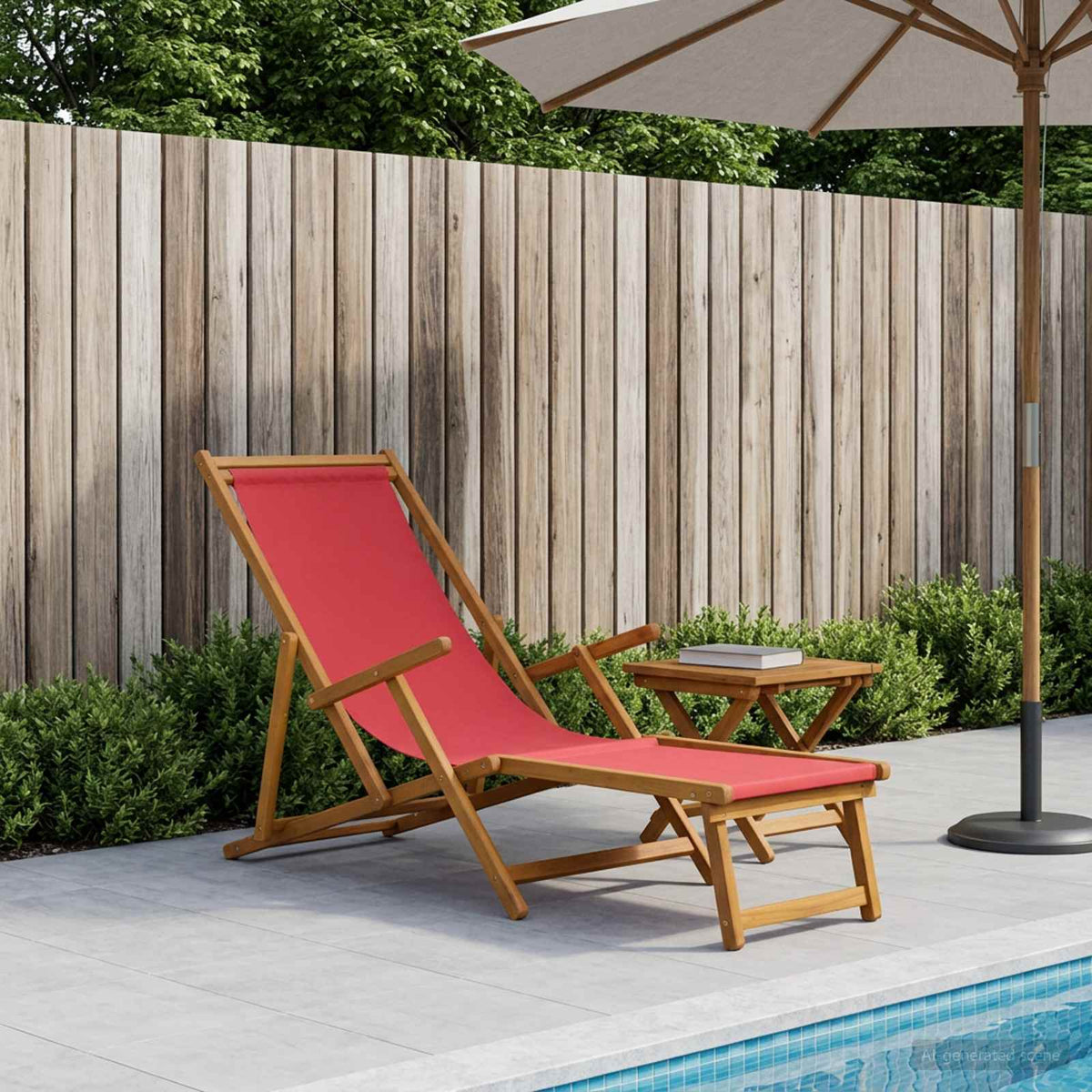 Vidaxl opvouwbare zonnebed 3 positie massief eucalyptus hout rood