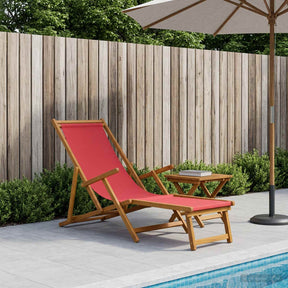 Vidaxl opvouwbare zonnebed 3 positie massief eucalyptus hout rood