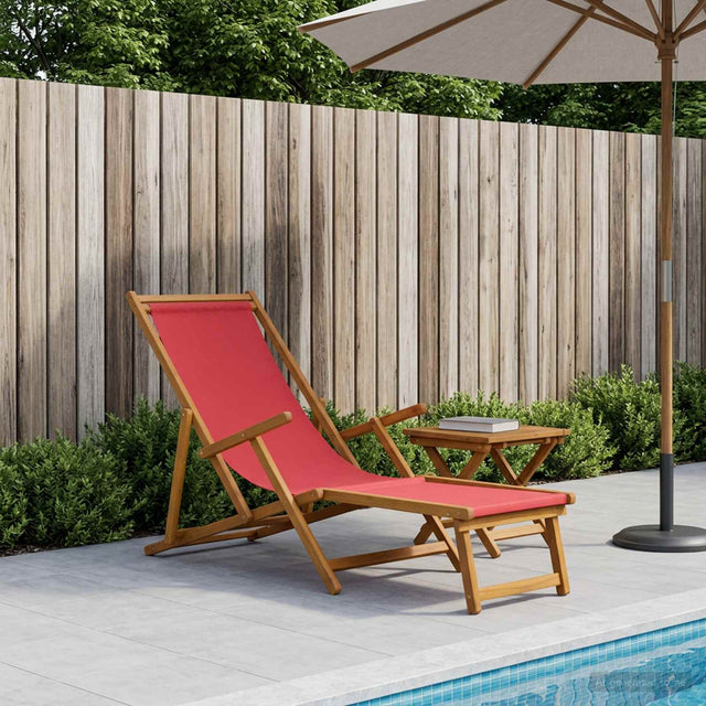 Vidaxl opvouwbare zonnebed 3 positie massief eucalyptus hout rood