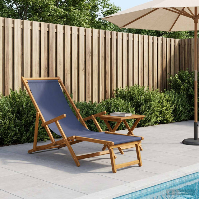 Vidaxl opvouwbare zonnebed 3 positie massief eucalyptus hout blauw