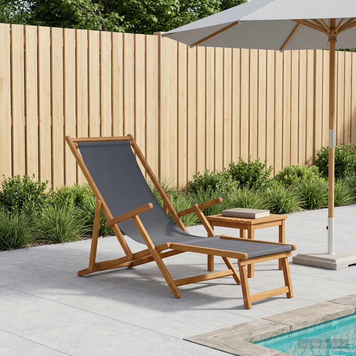 Vidaxl opvouwbare zonnebed 3 positie massief eucalyptus hout grijs