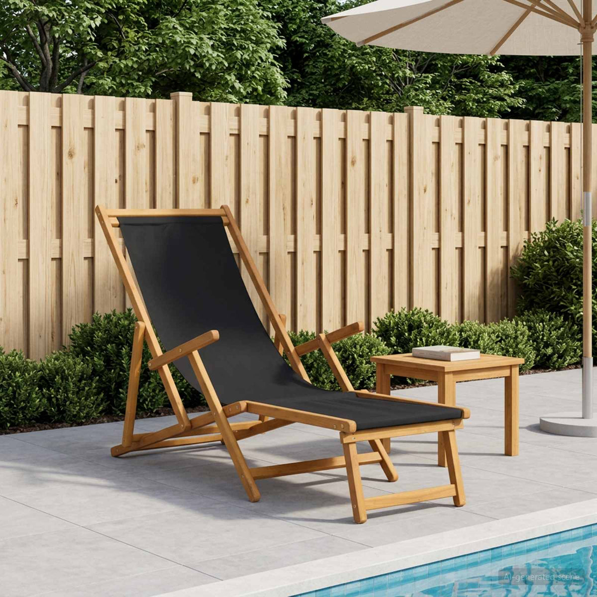 Vidaxl opvouwbare zonnebed 3 positie massief eucalyptus hout zwart