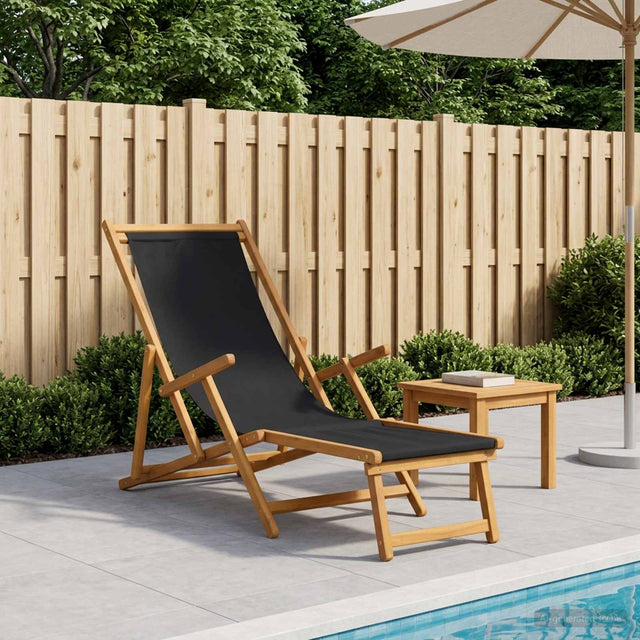 Vidaxl opvouwbare zonnebed 3 positie massief eucalyptus hout zwart
