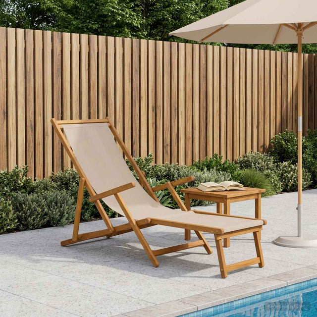 Vidaxl opvouwbare zonnebed massief eucalyptus hout beige