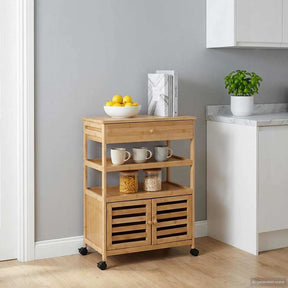 Vidaxl keukentrolley met wielen naturel 59,5 x 36 x 82 cm bamboe