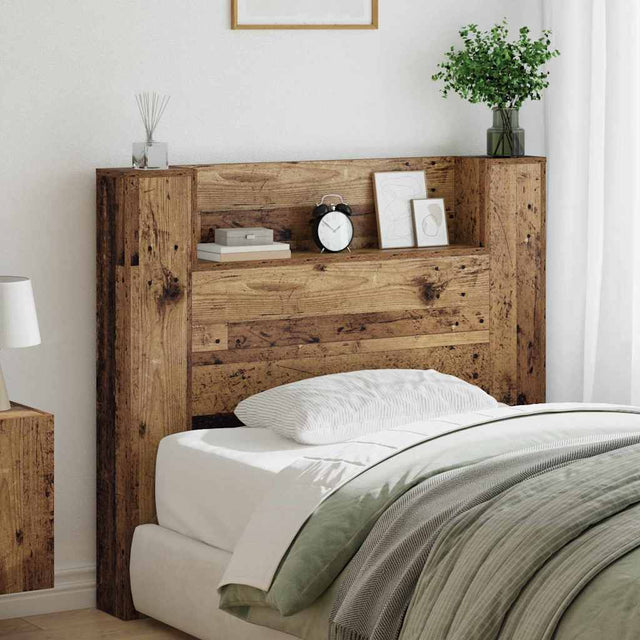 Vidaxl opslag hoofdeinde met led oud hout bewerkt hout