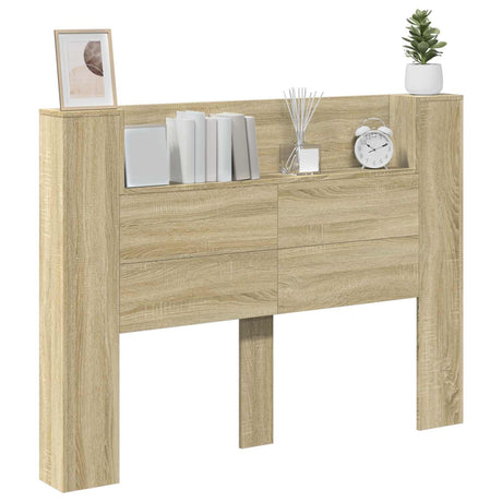 Vidaxl opslag hoofdeinde met led sonoma eiken bewerkt hout