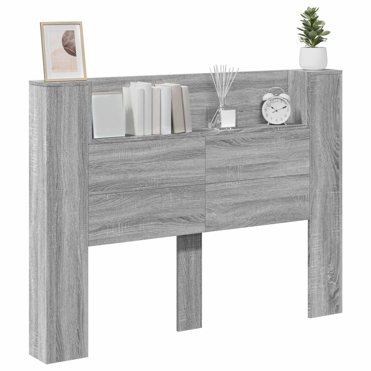 Vidaxl opslag hoofdeinde met led grijs sonoma bewerkt hout
