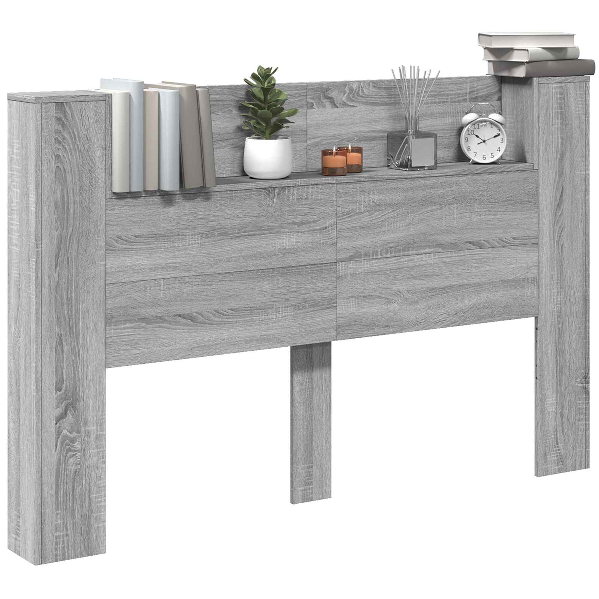Vidaxl opslag hoofdeinde met led grijs sonoma bewerkt hout