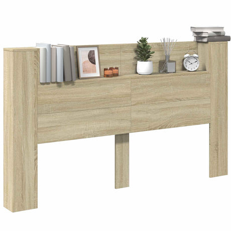 Vidaxl opslag hoofdeinde met led sonoma eiken bewerkt hout
