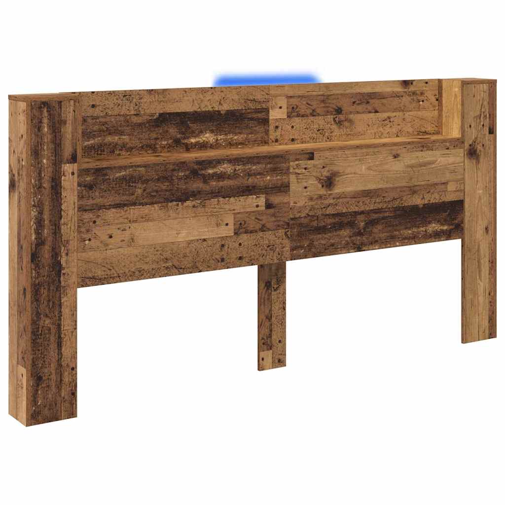 Vidaxl opslag hoofdeinde met led oud hout bewerkt hout