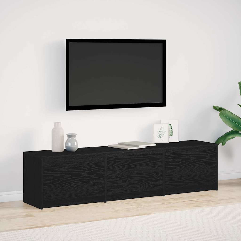 Vidaxl tv-kast met led zwarte eik 165 x 34 x 40 cm geconstrueerd hout