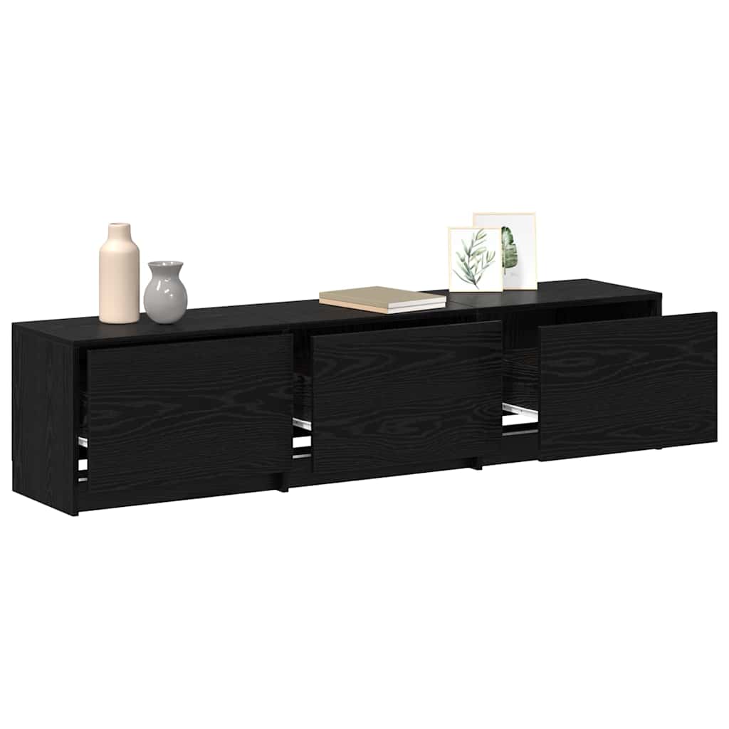 Vidaxl tv-kast met led zwarte eik 165 x 34 x 40 cm geconstrueerd hout