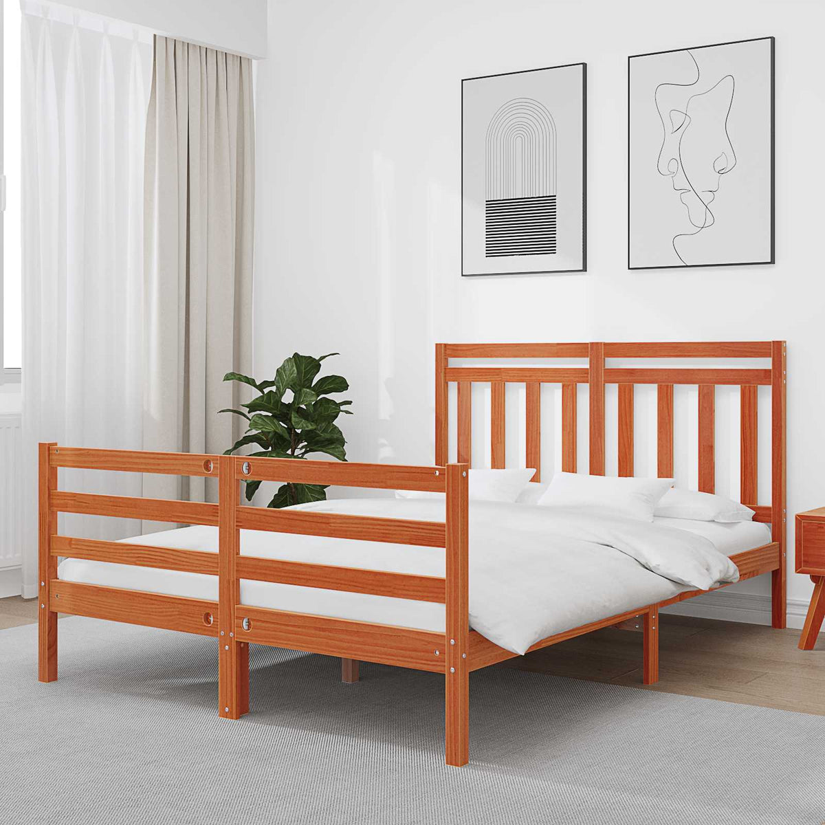 Vidaxl bedframe met hoofdeinde wasbruin 140 x 188 cm