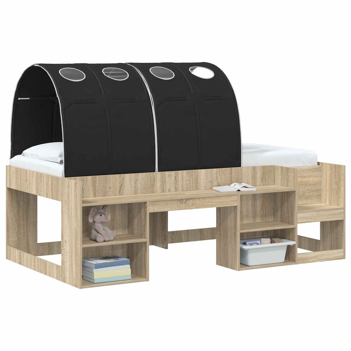 Vidaxl bedtunnel 2 st zwart polyester