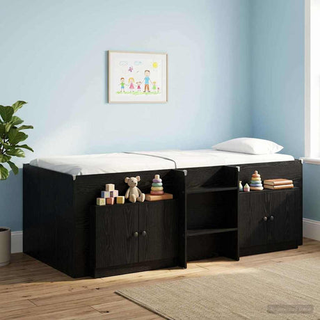 Vidaxl opbergkast voor loftbed 2 st zwart eiken 66 x 35 x 48 cm