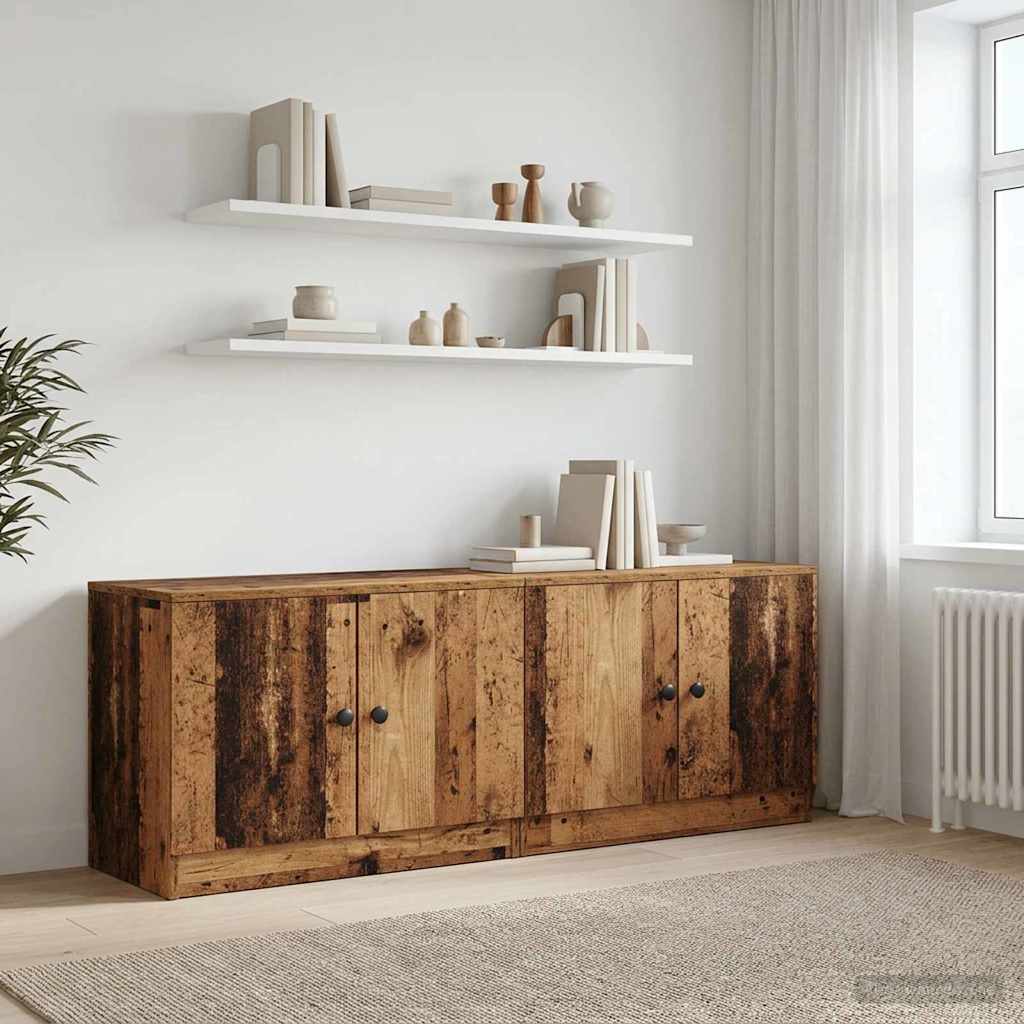 Vidaxl opbergkast voor loftbed 2 st oud hout 66 x 35 x 48 cm