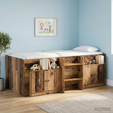 Vidaxl opbergkast voor loftbed 2 st oud hout 66 x 35 x 48 cm