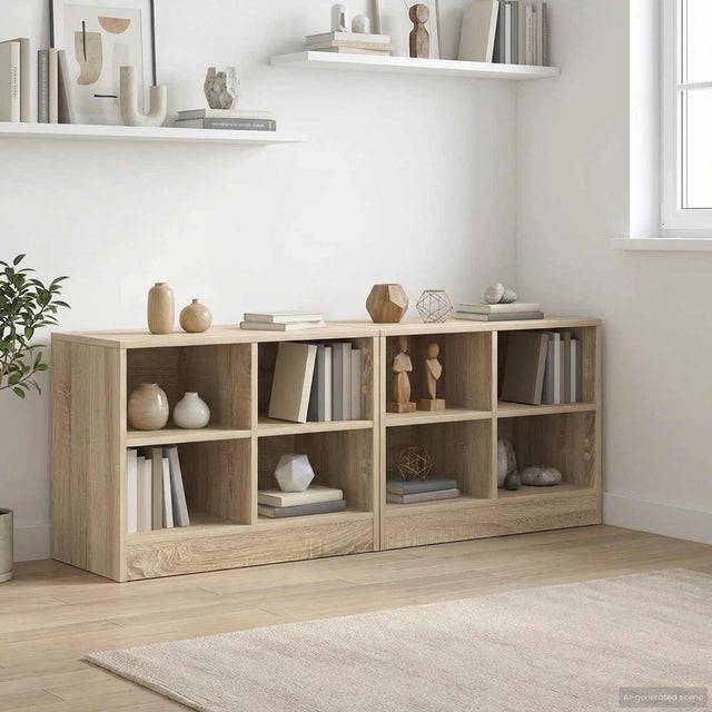 Vidaxl bed kast 2 st sonoma eiken 66 x 33 x 48 cm bewerkt hout