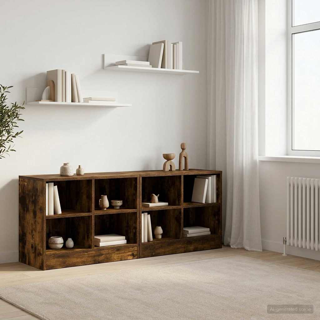 Vidaxl bed kast 2 st gerookt eiken 66 x 33 x 48 cm bewerkt hout