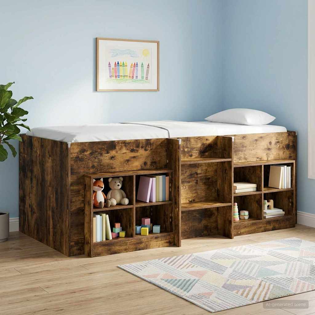 Vidaxl bed kast 2 st gerookt eiken 66 x 33 x 48 cm bewerkt hout