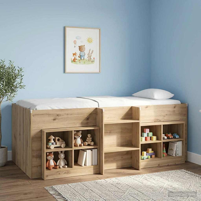 Vidaxl bed kast 2 st artisanaal eiken 66 x 33 x 48 cm bewerkt hout