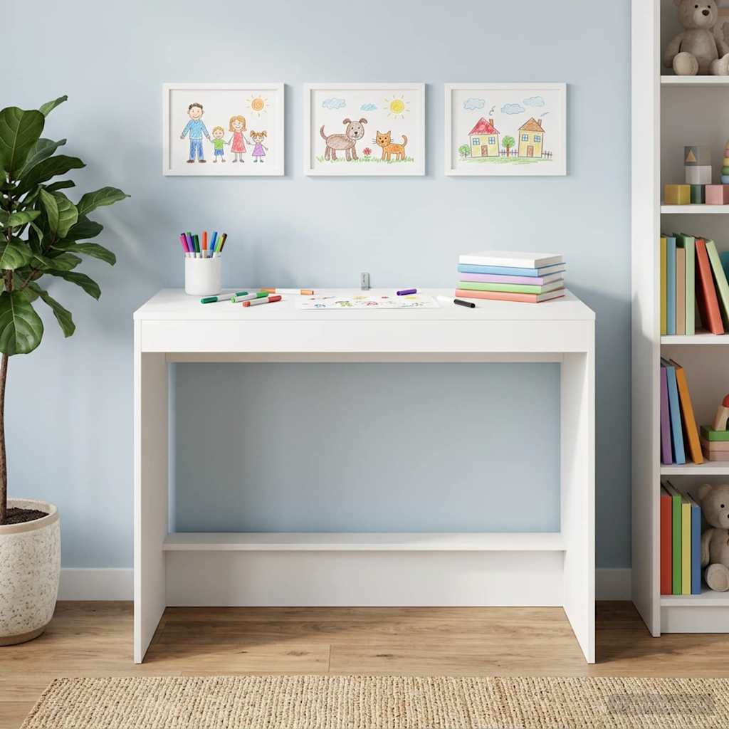 Vidaxl bed bureau wit bewerkt hout 100 x 45 x 75 cm