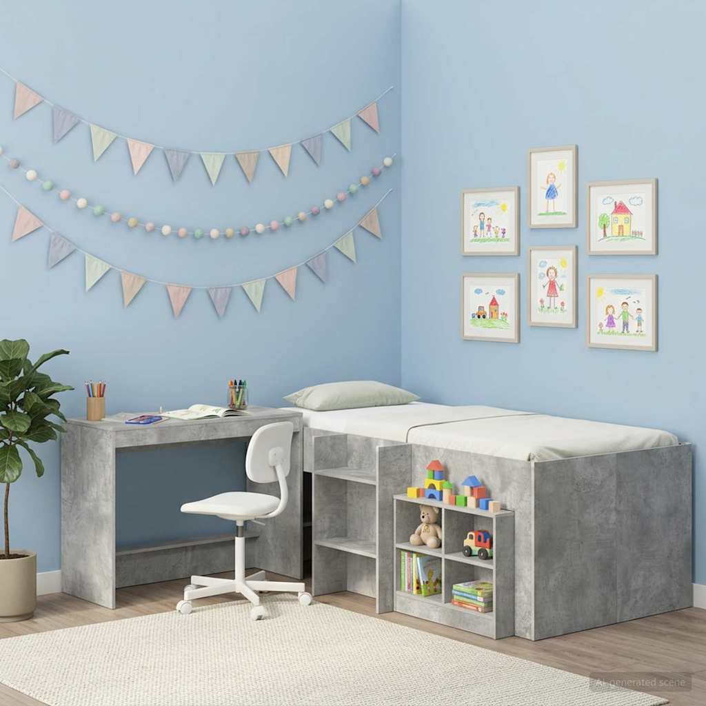 Vidaxl bed bureau betongrijs bewerkt hout 100 x 45 x 75 cm