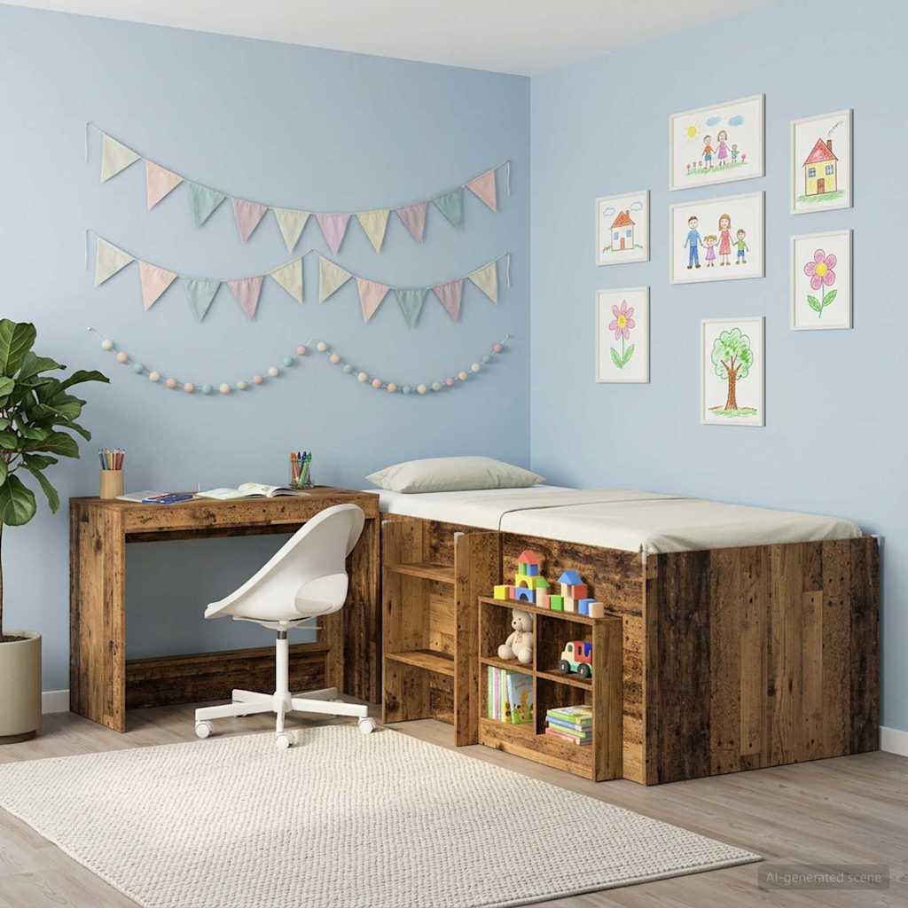 Vidaxl bed bureau oud hout bewerkt hout 100 x 45 x 75 cm