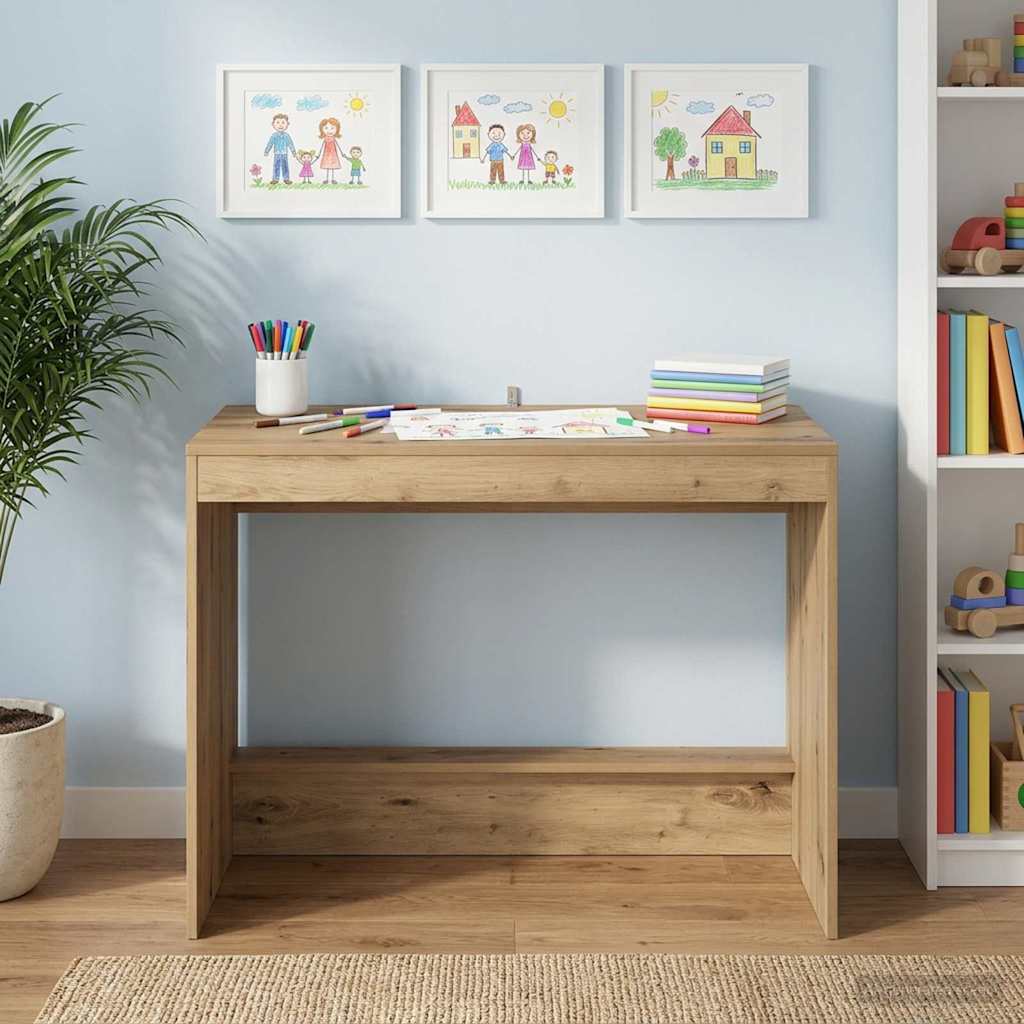 Vidaxl bed bureau artisanaal eiken bewerkt hout 100 x 45 x 75 cm