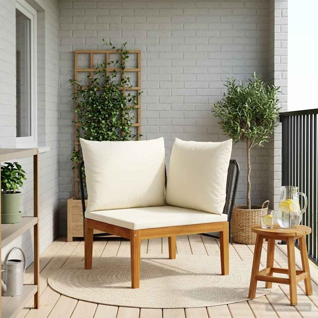 Vidaxl tuin hoek sofa met kussens massief acaciahout touw naturel