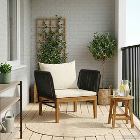 Vidaxl tuinstoel met kussens massief acaciahout touw naturel