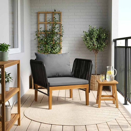 Vidaxl tuinstoel met kussens massief acaciahout touw naturel