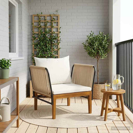 Vidaxl tuinstoel met kussens massief acaciahout touw naturel