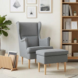Vidaxl fauteuil met voetenbank 2 st lichtgrijs stof