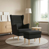 Vidaxl fauteuil met voetenbank 2 st zwart stof