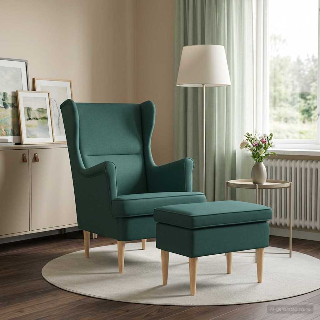 Vidaxl fauteuil met voetenbank 2 st donkergroen stof