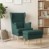 Vidaxl fauteuil met voetenbank 2 st donkergroen stof