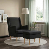 Vidaxl fauteuil met voetenbank 2 st zwart stof