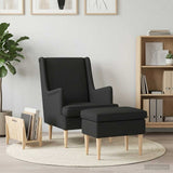 Vidaxl fauteuil met voetenbank 2 st zwart stof