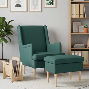 Vidaxl fauteuil met voetenbank 2 st donkergroen stof