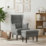 Vidaxl fauteuil met voetenbank 2 st donkergrijs fluweel