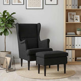 Vidaxl fauteuil met voetenbank 2 st zwart fluweel