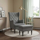 Vidaxl fauteuil met voetenbank 2 st donkergrijs fluweel